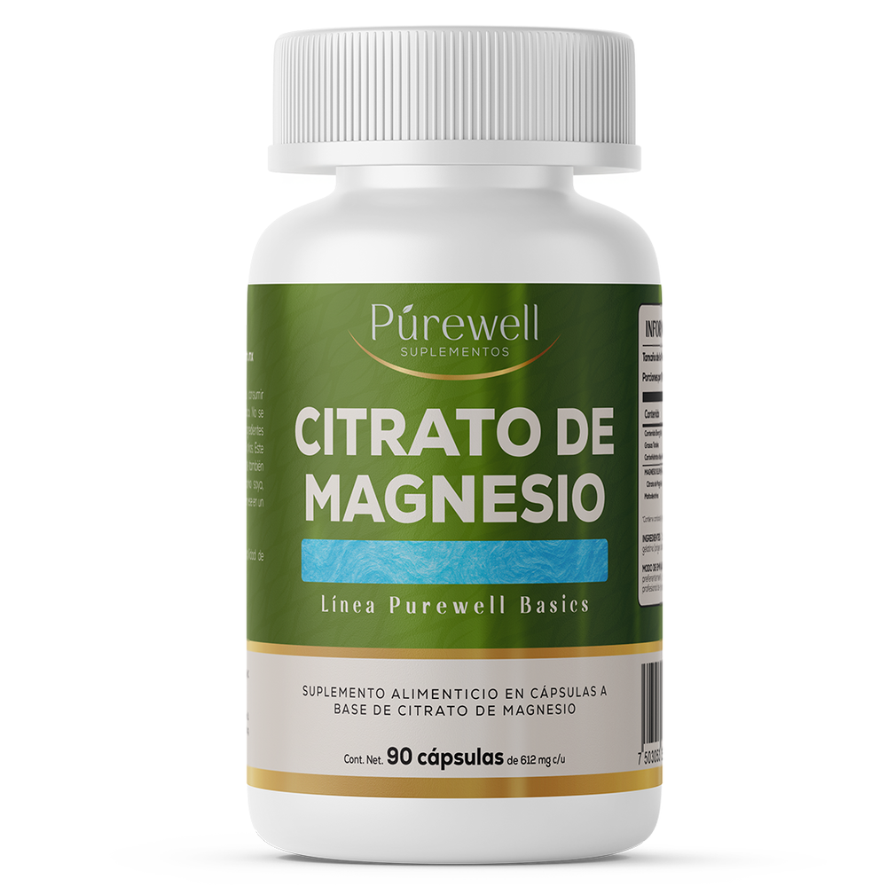 Citrato de Magnesio 1200 mg | 90 Cápsulas | Energía, Relajación y Bienestar | Purewell Basics