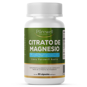 Citrato de Magnesio 1200 mg | 90 Cápsulas | Energía, Relajación y Bienestar | Purewell Basics